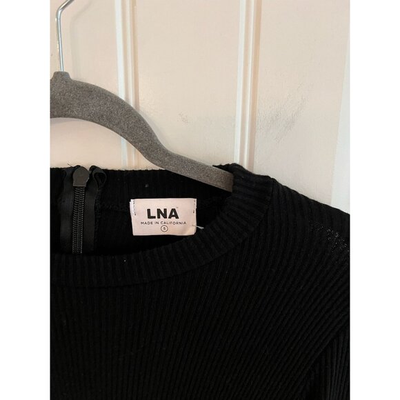 LNA Banx Cutout Black Ribbed Long Sleeve Straight Leg Jumpsuit Sz Small NWT - Picture 3 of 6